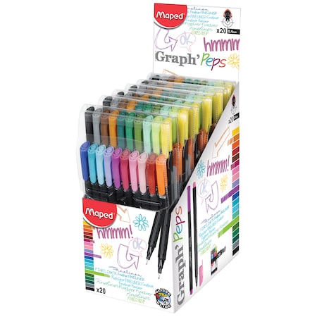 Maped Graph Peps 0.4mm Fine Felt Tipped Pens, PK20 749151